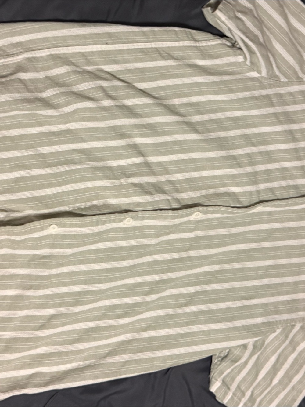 Men's Sage Green and White Striped Dress Shirt